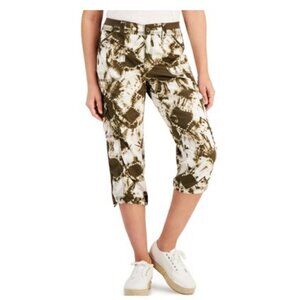 Style & Co Women's Printed Bungee Capri Pants Sz 14 in Diamond Neutral Tie Dye